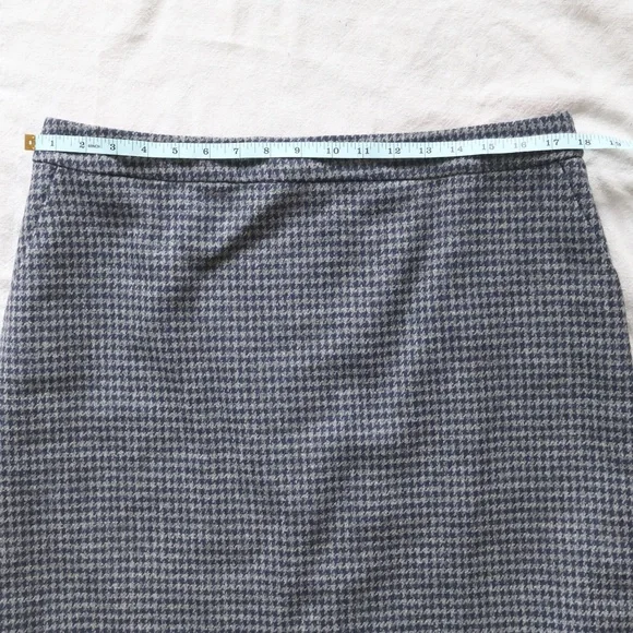 Boden British Tweed Houndstooth A-Line Skirt Womens 12 Gray Navy Workwear Twee - Picture 6 of 7